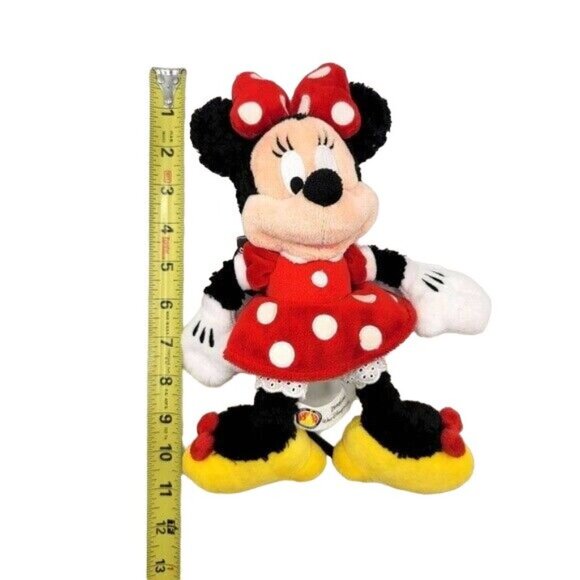 Disney Parks Minnie Mouse Soft Doll Red 11" White Dot Dress Bow Floppy Plush VTG - Picture 10 of 10